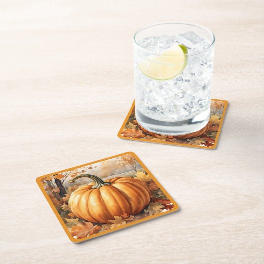 Herbstsaison Pumpkin Thema Rechteckiger Pappuntersetzer (Vor Ort)