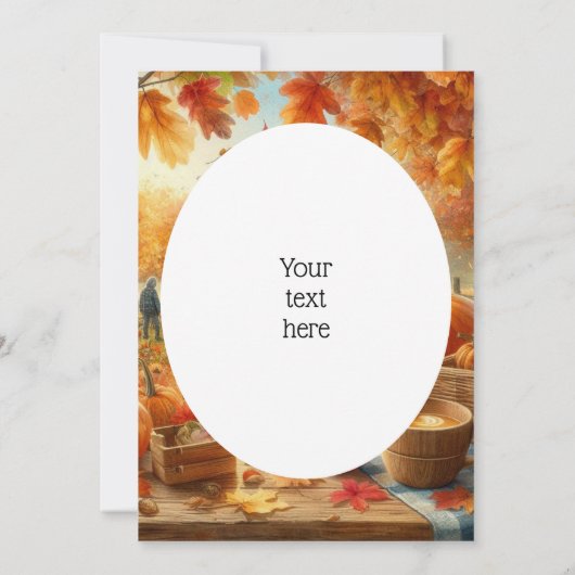 Herbstsaison Pumpkin und Orange Blätter Dankeskarte (Rückseite)