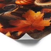 Herbstsaison Pumpkins und Camp Fire AI Poster (Ecke)