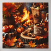 Herbstsaison Pumpkins und Camp Fire AI Poster (Vorne)