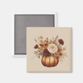 Herbstsaison-Wasserfarbenkürbis und Blume- Magnet (Vorderseite/Rückseite)