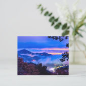 Herbstsaisonvormittag auf blauem Gratwanderweg Postkarte (Stehend Vorderseite)