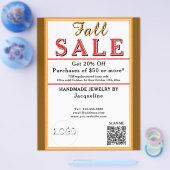 Herbstsale Orange Braun Weiß Herz Flyer (Einzeln)