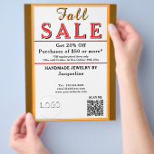 Herbstsale Orange Braun Weiß Herz Flyer (Hand)