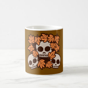 Herbstschädel mit Herbstlaub-Kranz Saisonale Freud Kaffeetasse