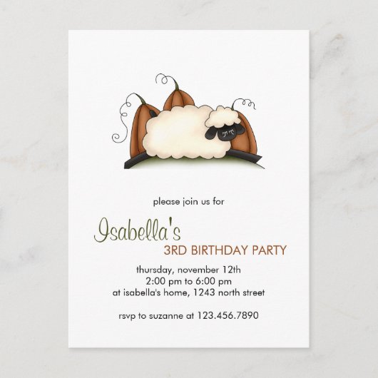 Herbstschaf ・ Schafe und Kürbisgewächse Postkarte (Vorderseite)