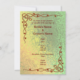 Herbstschattierungen der Grünen und Gelben Hochzei Einladung