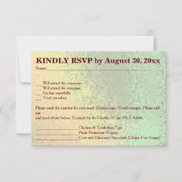 Herbstschattierungen des RSVP für grüne und gelbe  Einladung