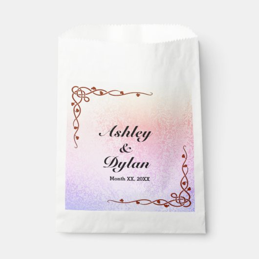 Herbstschattierungen Rosa Lila Individuelle Namen Geschenktütchen (Vorderseite)