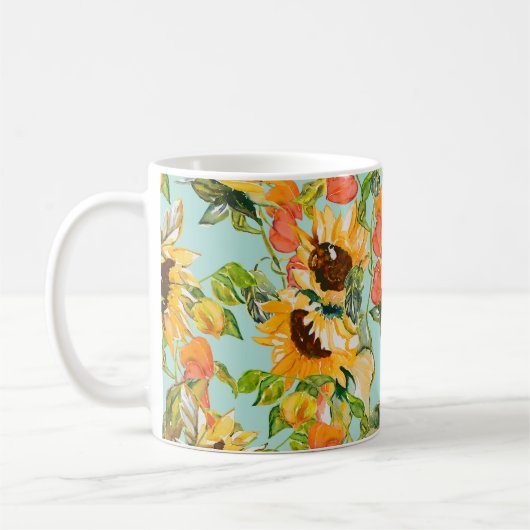 Herbstschlucker: Nahtloses Naturmuster Kaffeetasse (Links)