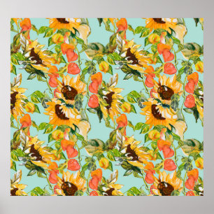 Herbstschlucker: Nahtloses Naturmuster Poster