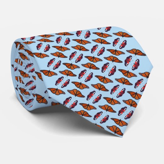 Herbstschmetterling Frenzy Krawatte (Light Blue) (Gerollt)