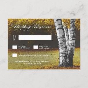 Herbstschnitzel Birch Tree Wedding RSVP Karten