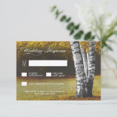 Herbstschnitzel Birch Tree Wedding RSVP Karten (Stehend Vorderseite)