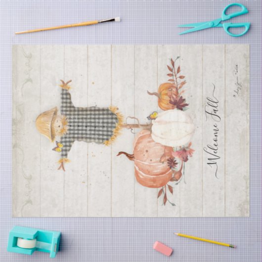 Herbstschuppen Kürbiskürbis Herbstdekoupage Seidenpapier (Basteln)