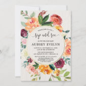 Herbstschwanz und Blick, bordeauxfarbene Blumenzun Einladung (Vorderseite)