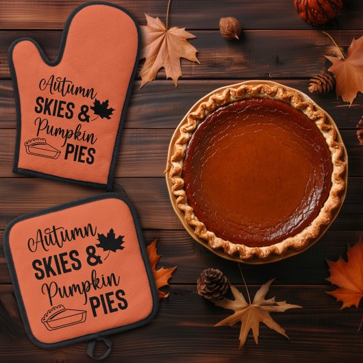Herbstschwünge und Pumpkiefer fallen Ofenhandschuh & Topflappen-Set