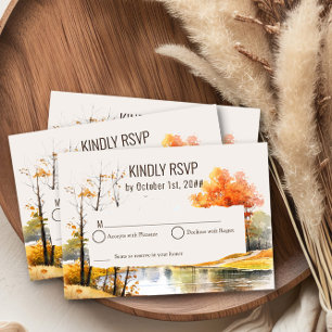 Herbstsee-Aquarell-Landschaft RSVP Karte