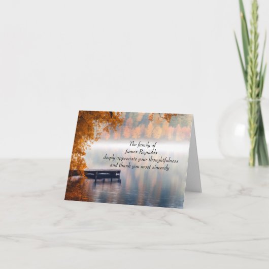 Herbstsee Dock in neuntem Beileid Vielen Dank Karte (Vorderseite)