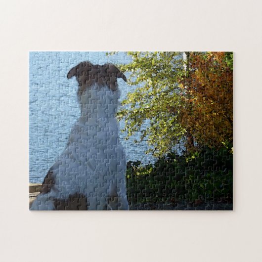 Herbstsee und Borzoi Puzzle (Horizontal)
