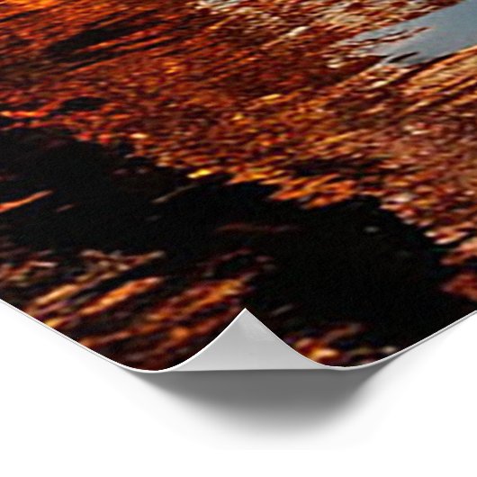 Herbstsee und Schiff Poster (Ecke)