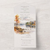 Herbstsee und Wald Alles in einer Hochzeit All In One Einladung (Innen Boden)