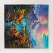 Herbstsee - Vier Jahreszeiten - Illustration Puzzle (Horizontal)