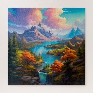 Herbstsee - Vier Jahreszeiten - Illustration Puzzle