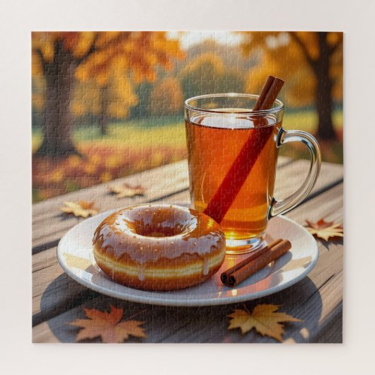 Herbstsegen | Apfelwein und Donut Puzzle (Vertikal)
