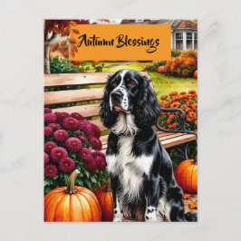 Herbstsegen Thanksgiving-Karte mit Hund Feiertagspostkarte