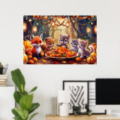 Herbstsegmente, Goldene Tage Whimsikäre Freunde Poster (Heimbüro)