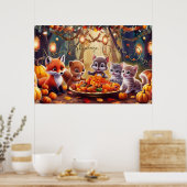 Herbstsegmente, Goldene Tage Whimsikäre Freunde Poster (Küche)