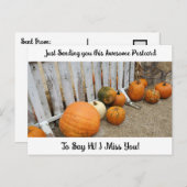 Herbstsegmente "I Miss YOU" Sprichwort Hi Postcard Postkarte (Vorne/Hinten)