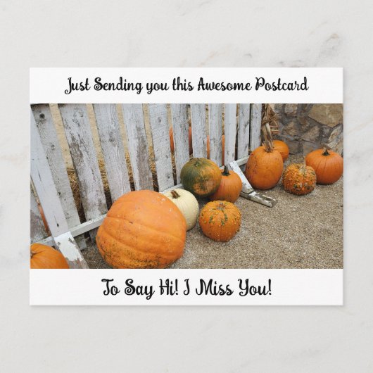 Herbstsegmente "I Miss YOU" Sprichwort Hi Postcard Postkarte (Vorderseite)