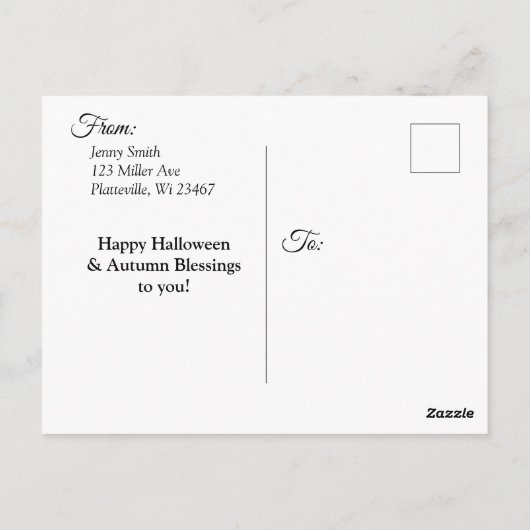 Herbstsegnung Personalisierte Halloween-Postkarte Postkarte (Rückseite)