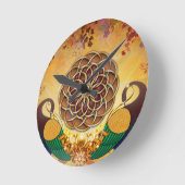 Herbstserenade-Mandala der zwei Pfau-Uhr Runde Wanduhr (Winkel)