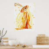 Herbstsernität: Japanische Geisha Wasserfarbe Poster (Küche)