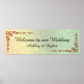 HerbstShades Grüngelb Begrüßung Hochzeit 36x12 Poster (Vorne)