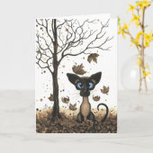 Herbstsiamesische Katze von BiHrLe Karte (Gelbe Blume)