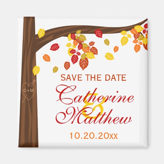 Herbstsinkende Blätter Save the Date Magnet (Vorne)