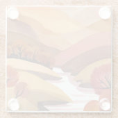Herbstsitz | Wasserfarbenlandschaft des Herbstlaub Glasuntersetzer (Rückseite)