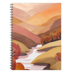 Herbstsitz Wasserfarbenlandschaft des Herbstlaub Notizblock