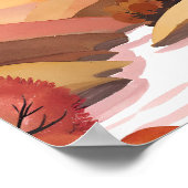 Herbstsitz | Wasserfarbenlandschaft des Herbstlaub Poster (Ecke)