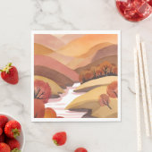 Herbstsitz | Wasserfarbenlandschaft des Herbstlaub Serviette (Beispiel)