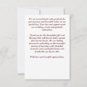 Herbstsommerburgund Sonnenblumen Hochzeit Dankeskarte (Rückseite)