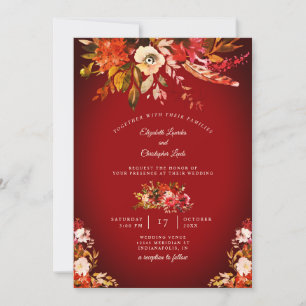 Herbstsonde floral waschen rote Hochzeit Einladung