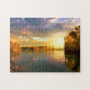 Herbstsonne am Fluss. Puzzle