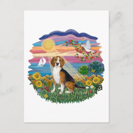 Herbstsonne - Beagle Nr. 7 Postkarte (Vorderseite)