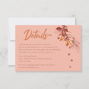 Herbstsonne Terracotta Hochzeit Details RSVP Karte
