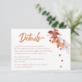 Herbstsonne Terracotta Hochzeit Details RSVP Karte (Stehend Vorderseite)